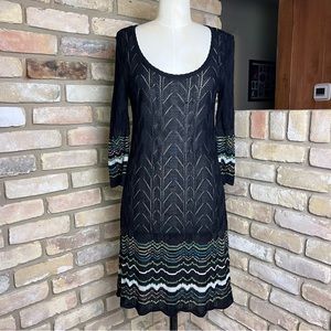 M MISSONI black crochet knit scoop neck dress